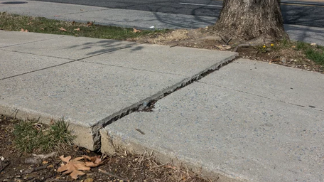 Cracked concrete from winter damage